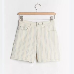Anthropologie Pilcro High Rise Slim Boyfriend Denim Striped Motif Shorts Size 29